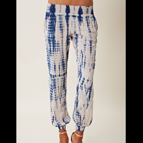 Blu Moon Gypsy Elastic Waist Lightweight Jogger Pants Purple Tie Dye Small NWOT - Picture 1 of 9